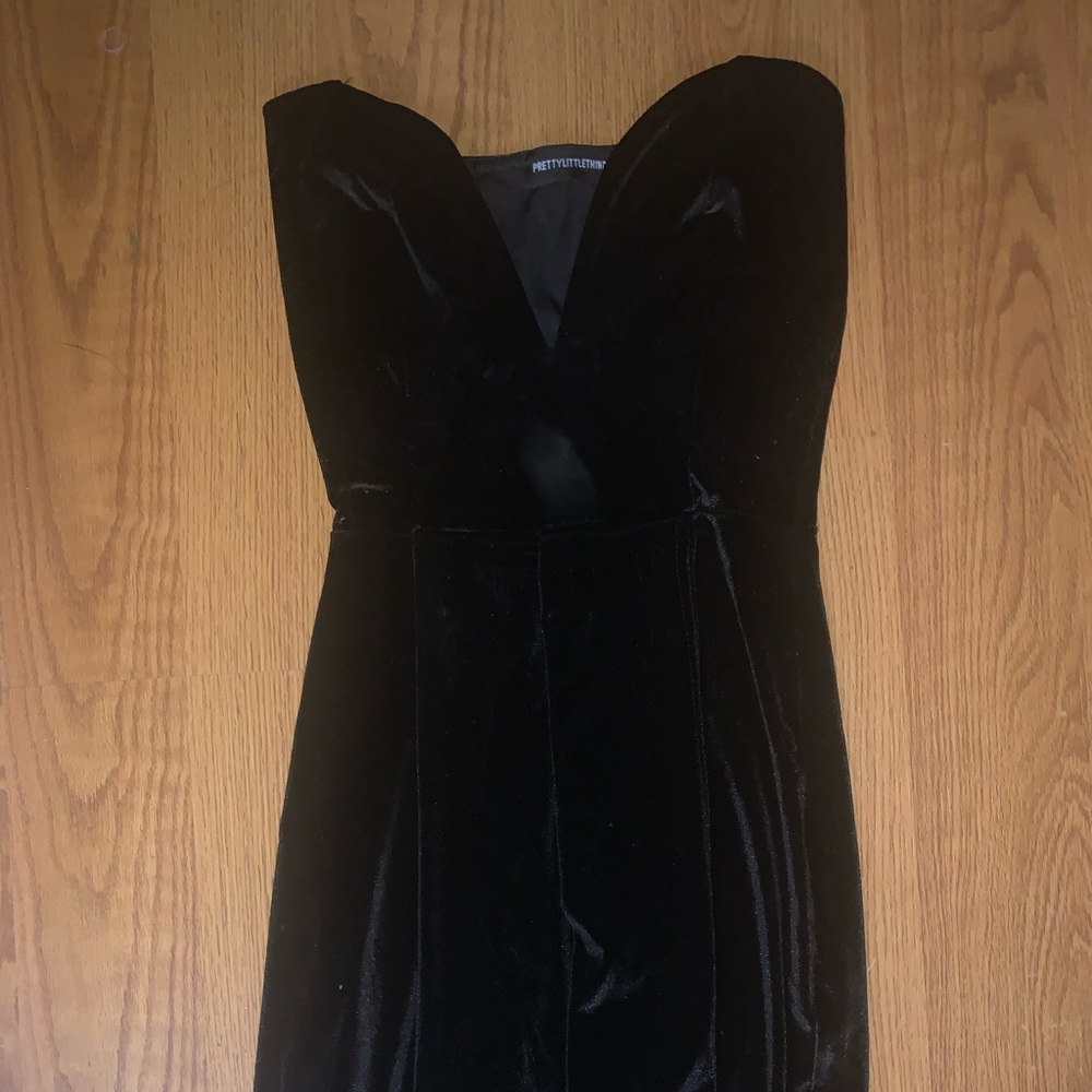 Velvet strapless dress black